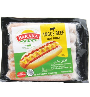 Angus Beef Halal Hot Dogs "Baraka" 12 oz * 12